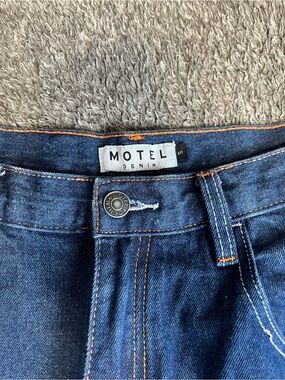 Motel Rocks Indigo Blue Denim Utility Carpenter Jeans Women’s Size S Low Rise